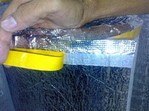 adnesive on R 16 reflective steel building insulation